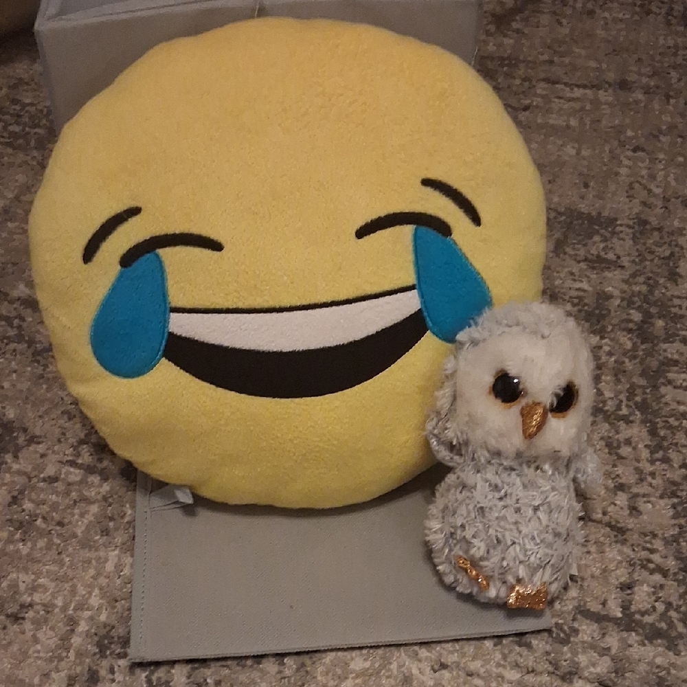 Yellow Emoji and Gray Owl Stuffed Animal Set